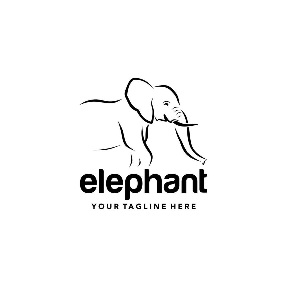 dibujo elefante logo estilo diseño . negro sencillo silueta. símbolo modelo logo. vector ilustración plano diseño. adecuado para tu diseño necesidad, logo, ilustración, animación, etc.