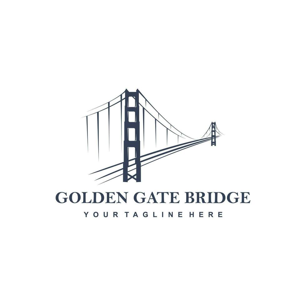 san francisco, dorado portón puente logo diseño modelo. sencillo y limpiar plano diseño de puente vector modelo. puente logo para negocio.