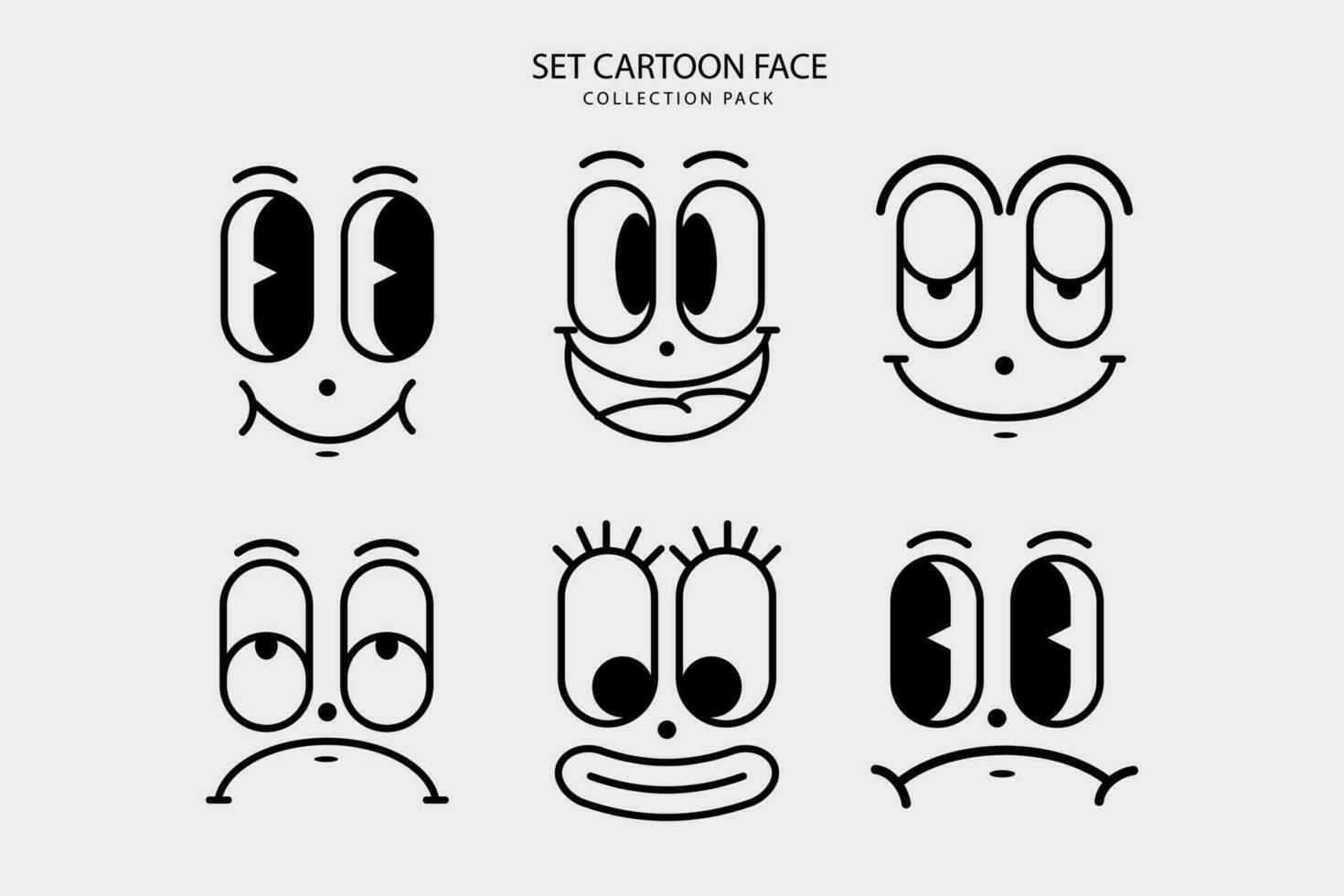 Set Cartoon face expresion graphic design vector