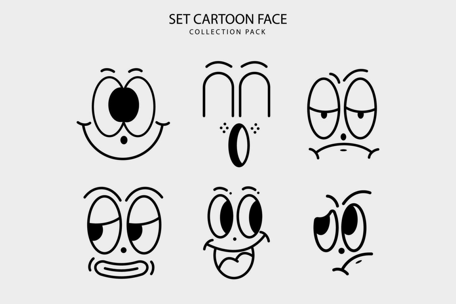 Set Cartoon face expresion graphic design vector