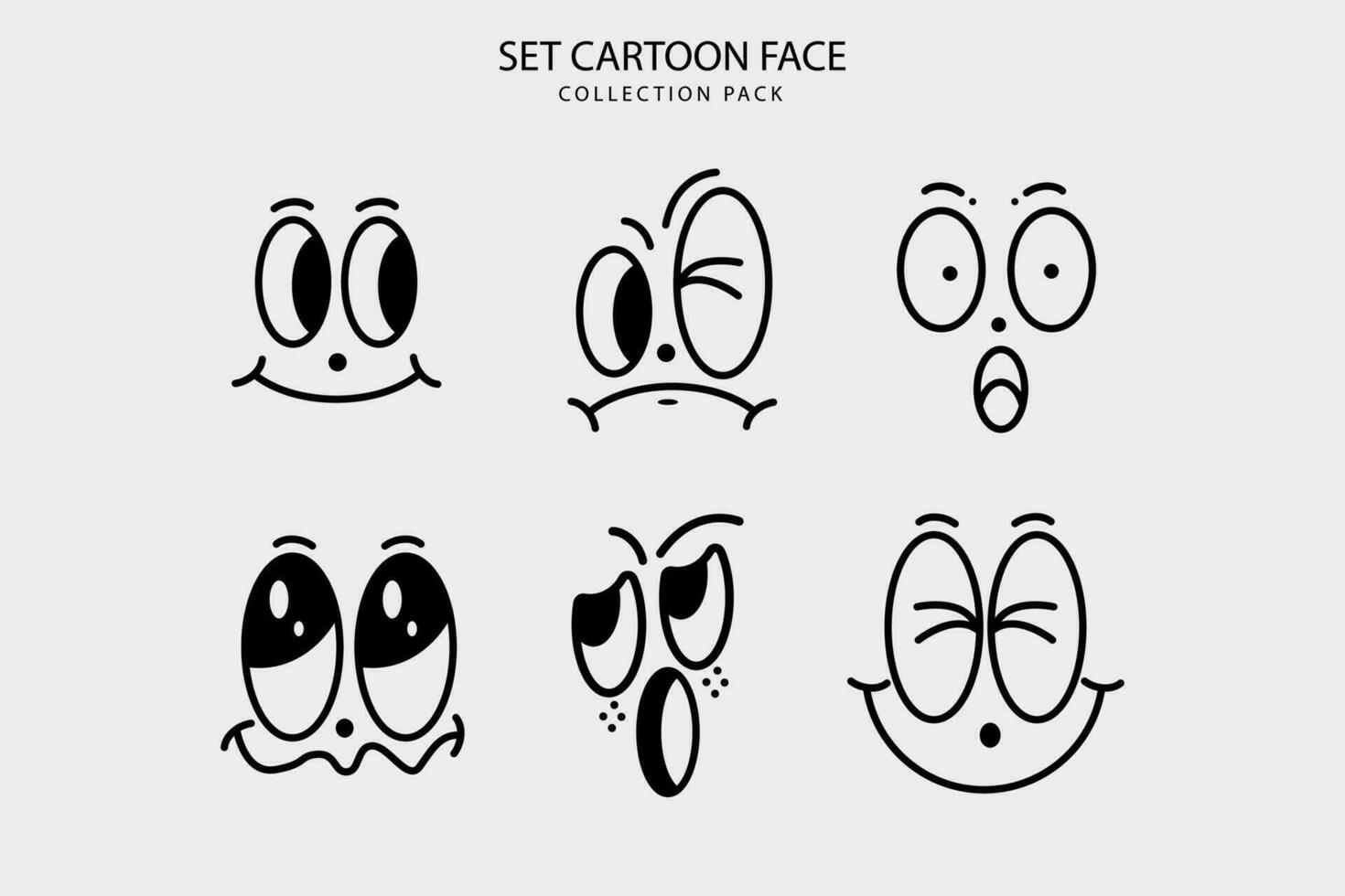 Set Cartoon face expresion graphic design vector