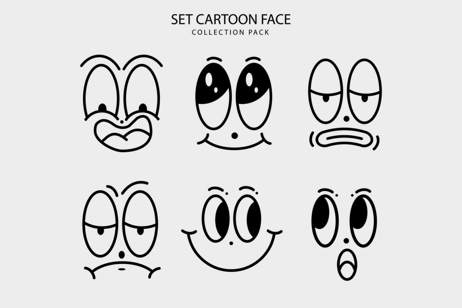 Set Cartoon face expresion graphic design vector