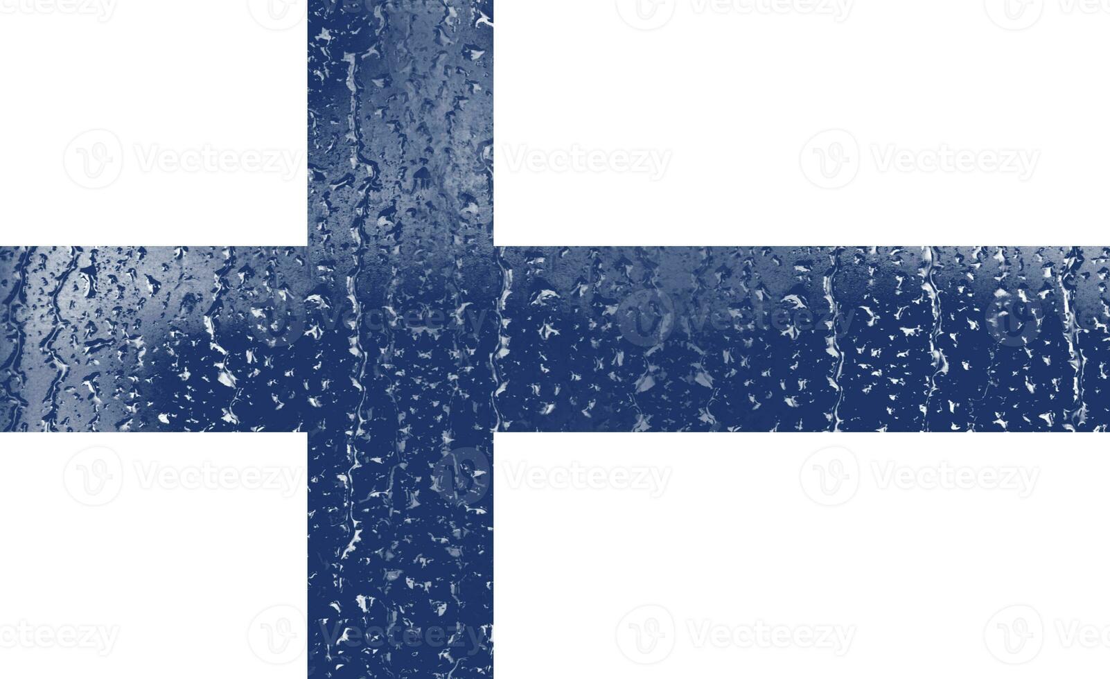 3D Flag of Finland on a glass photo