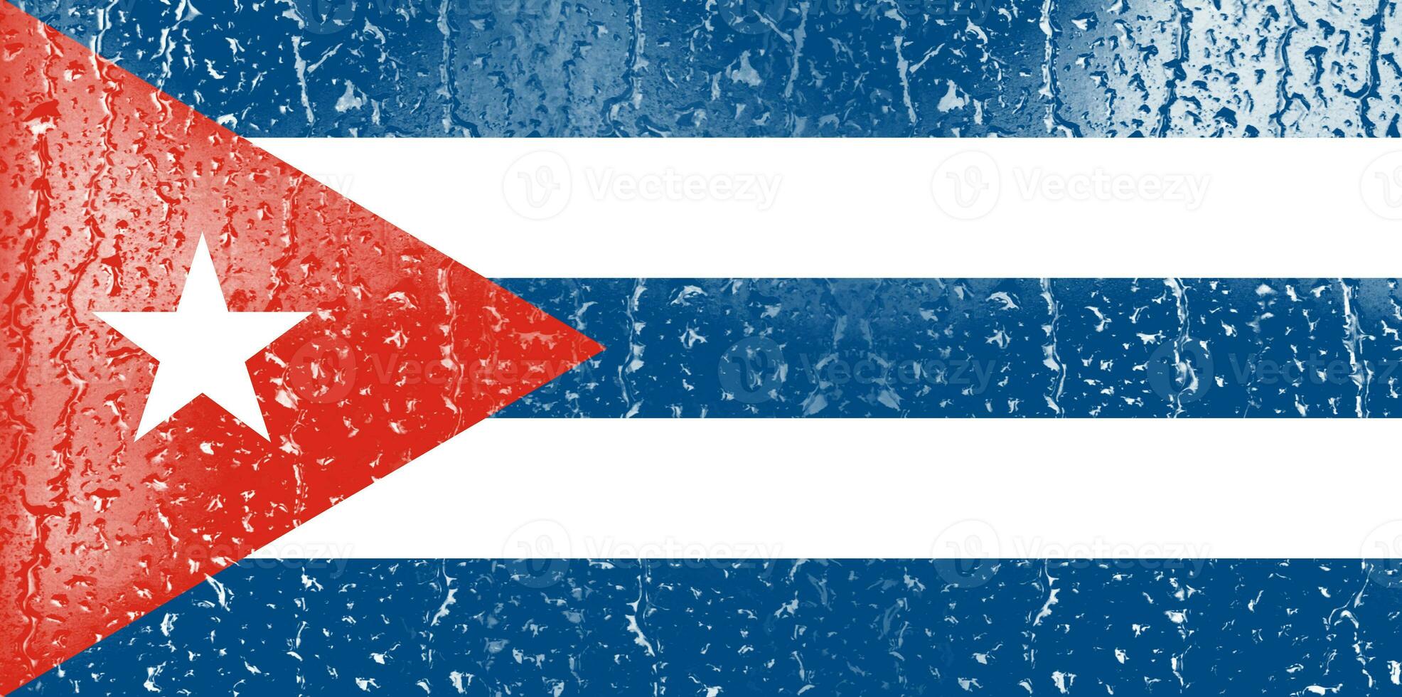 3D Flag of Cuba on a glass photo