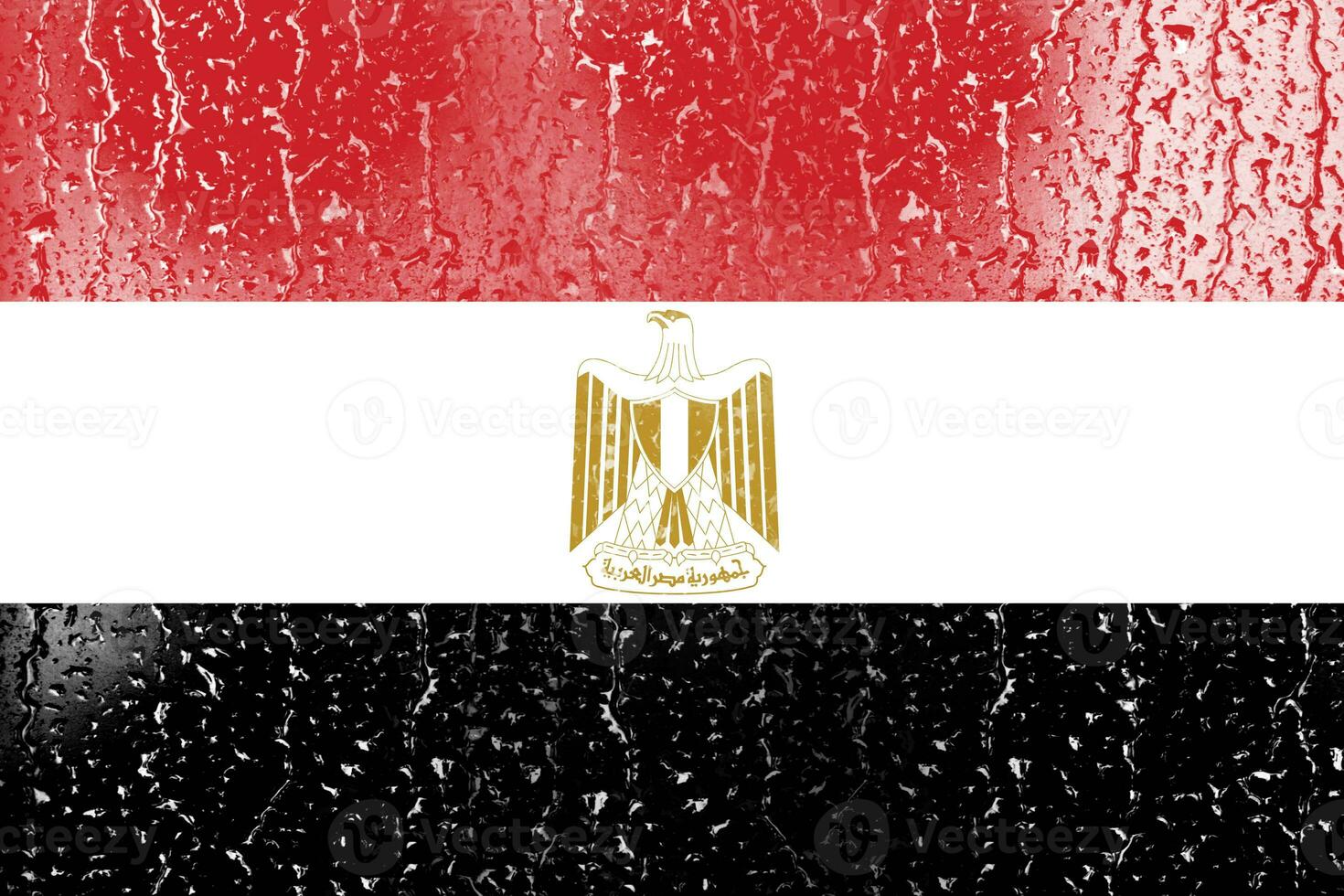 3D Flag of Egypt on a glass photo