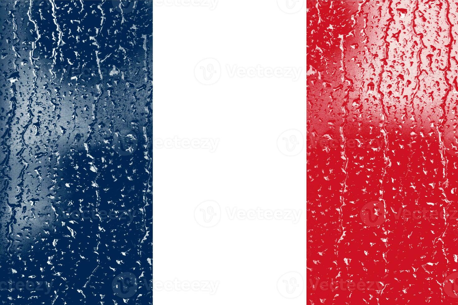 3D Flag of France on a glass photo