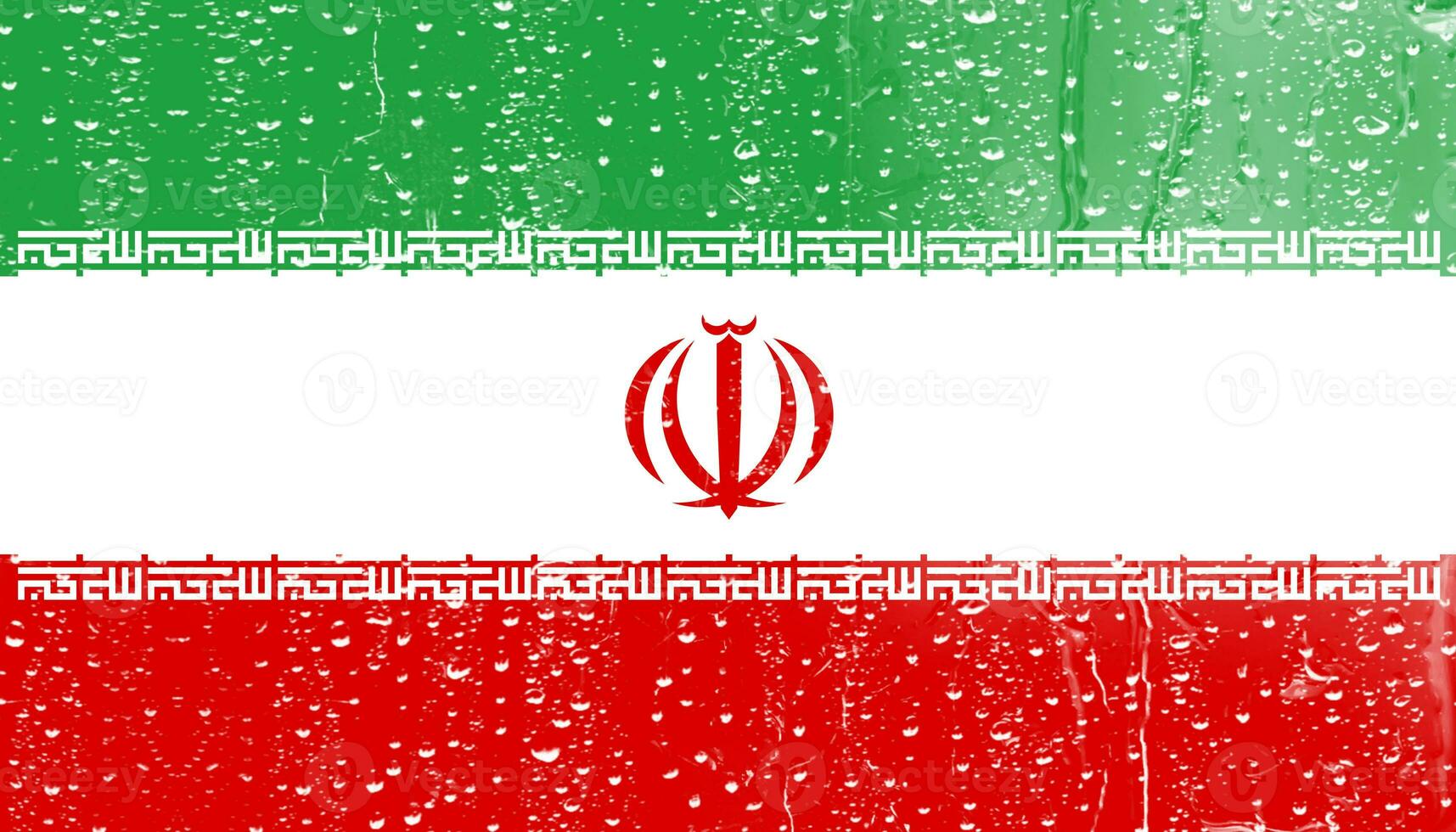 3D Flag of Iran on a glass photo