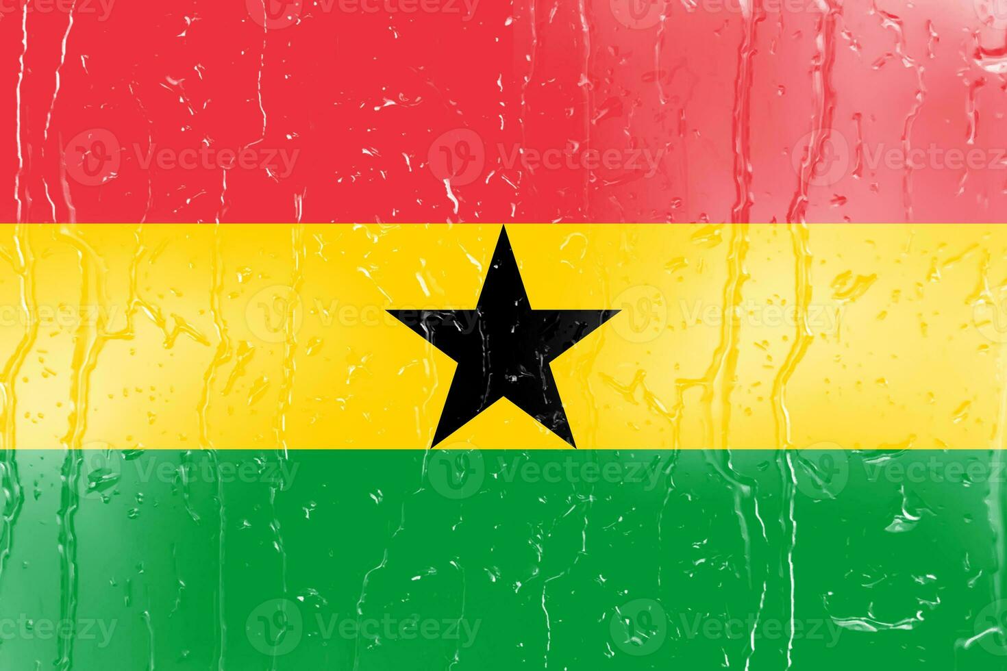 3d bandera de Ghana en un vaso foto