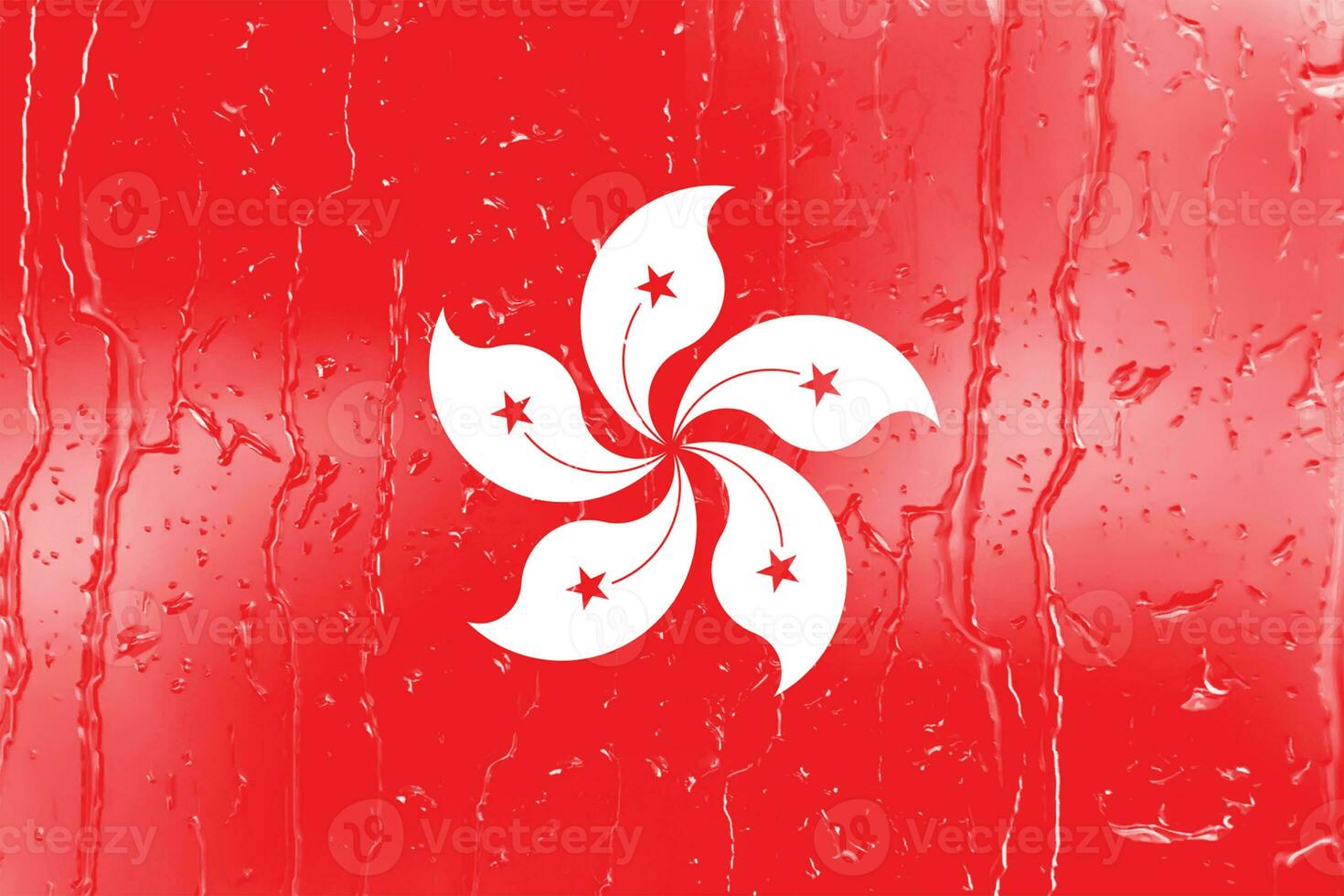 3D Flag of Hong Kong on a glass photo
