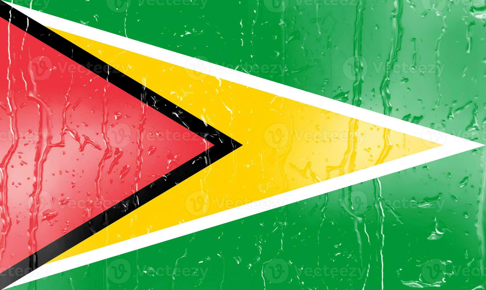 3D Flag of Guyana on a glass photo