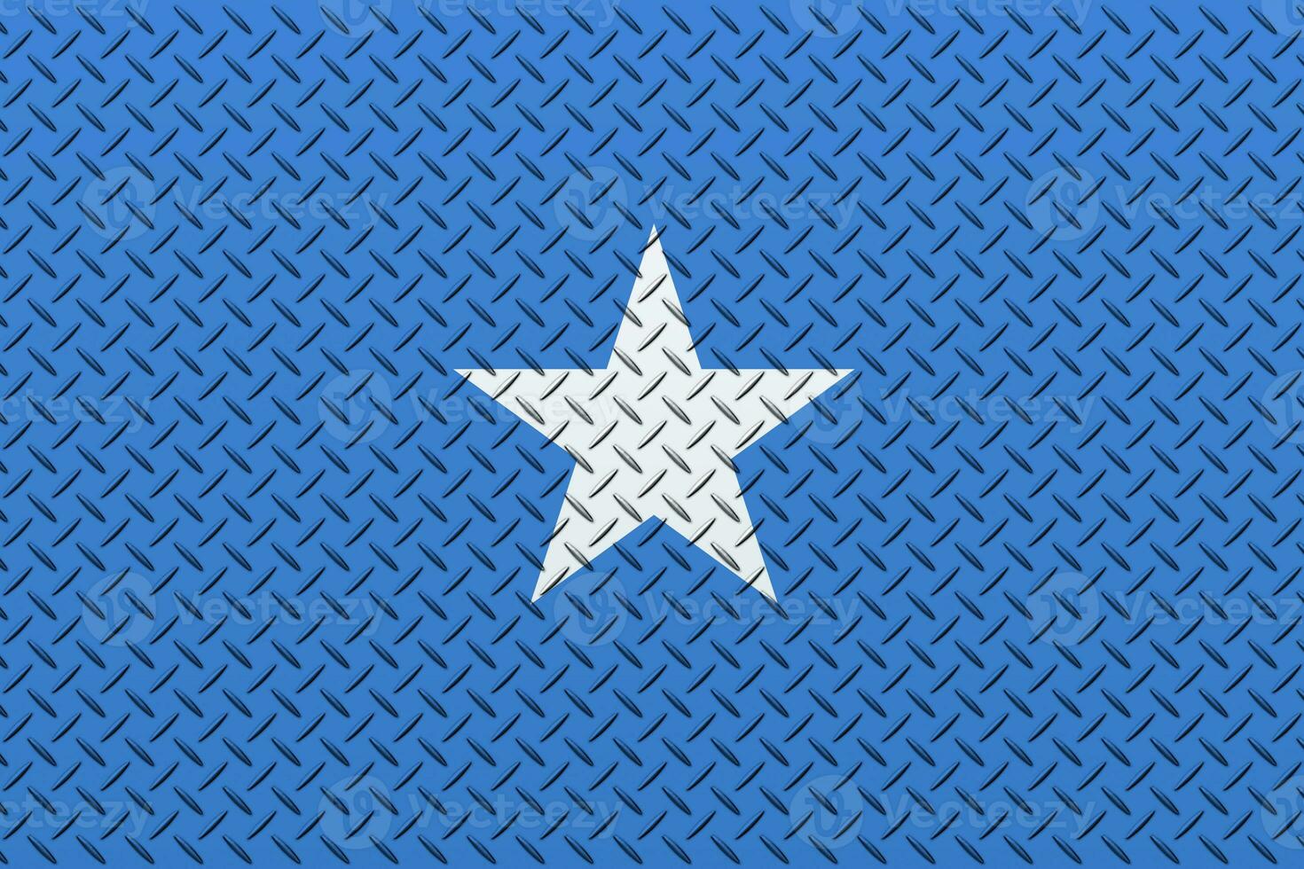 3D Flag of Somalia on a metal wall background. photo