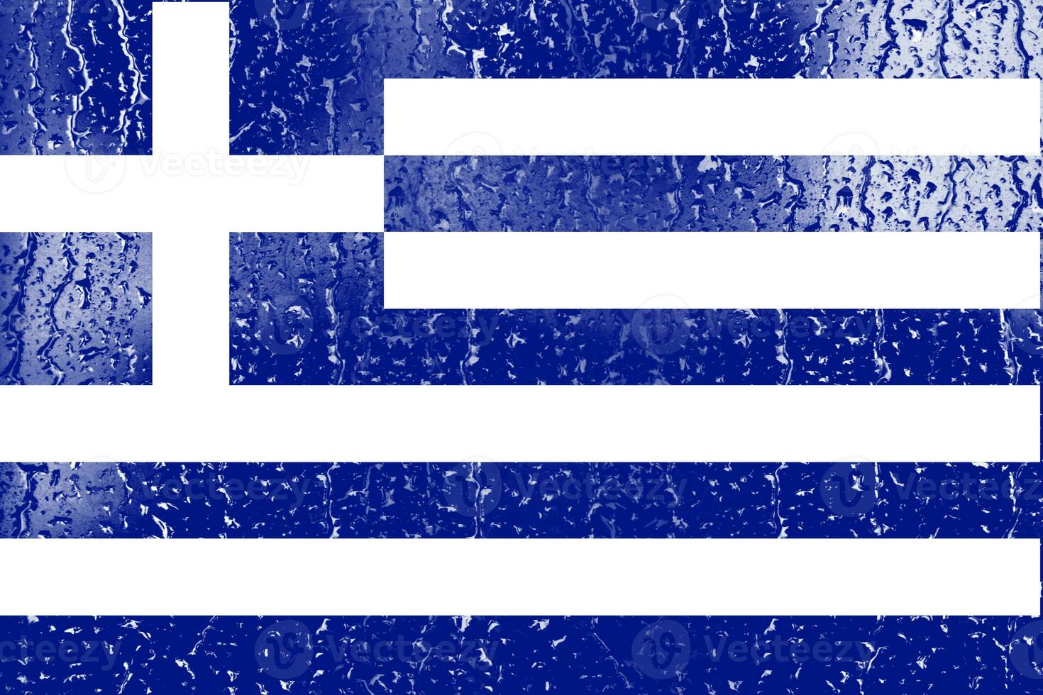 3D Flag of Greece on a glass photo