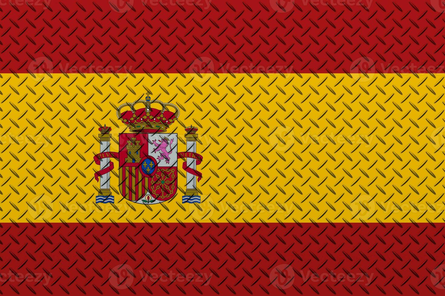 3D Flag of Spain on a metal wall background. photo