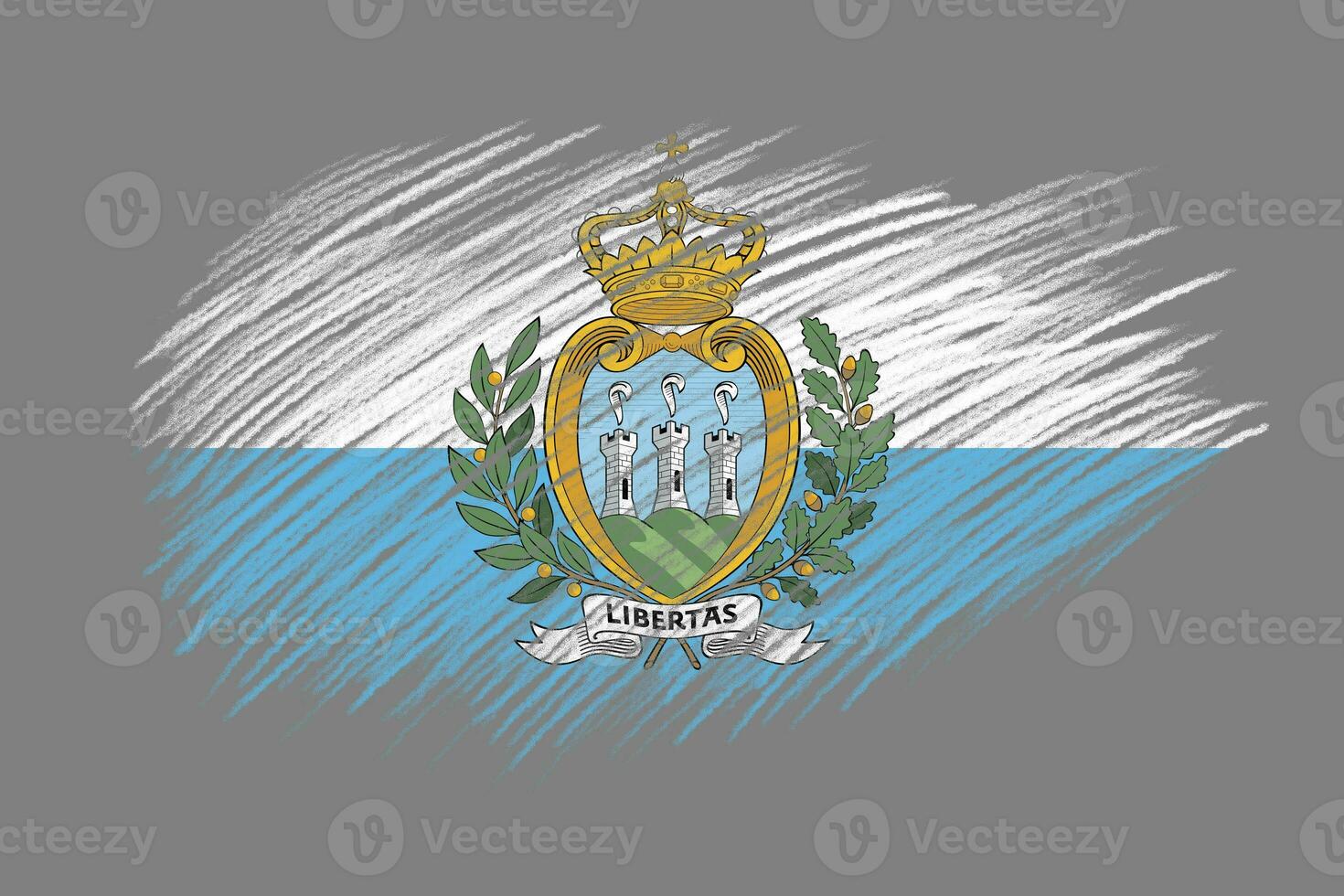 3D Flag of San Marino on vintage style brush background. photo