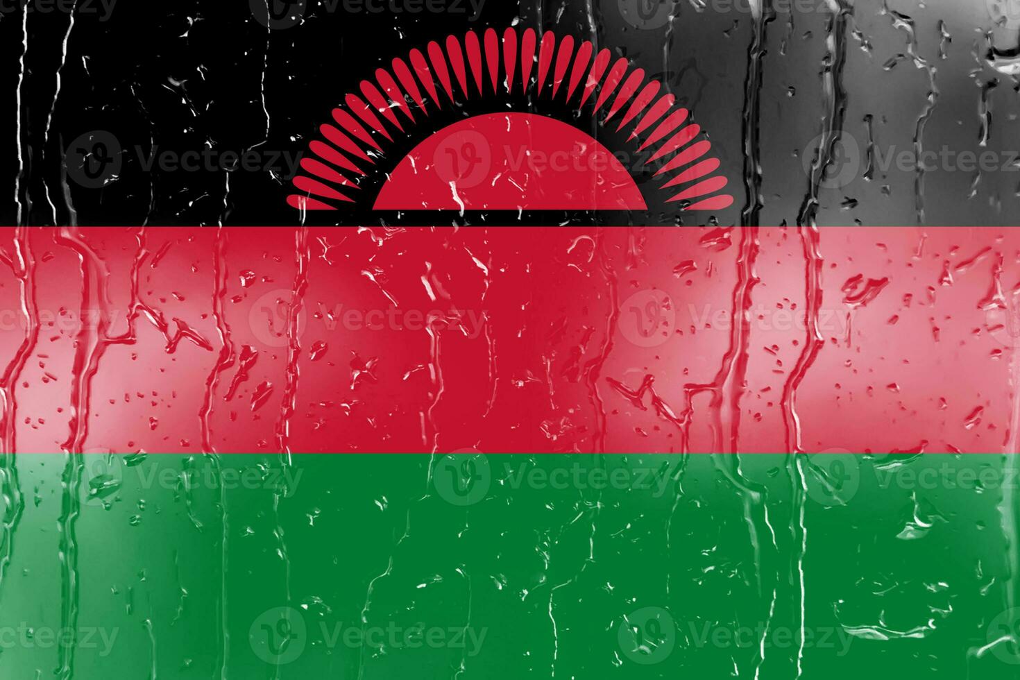 3D Flag of Malawi on a glass photo