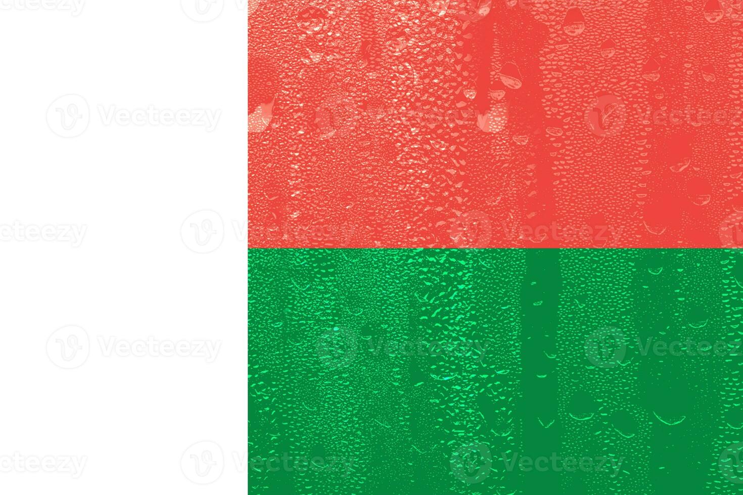 3D Flag of Madagascar on a glass photo