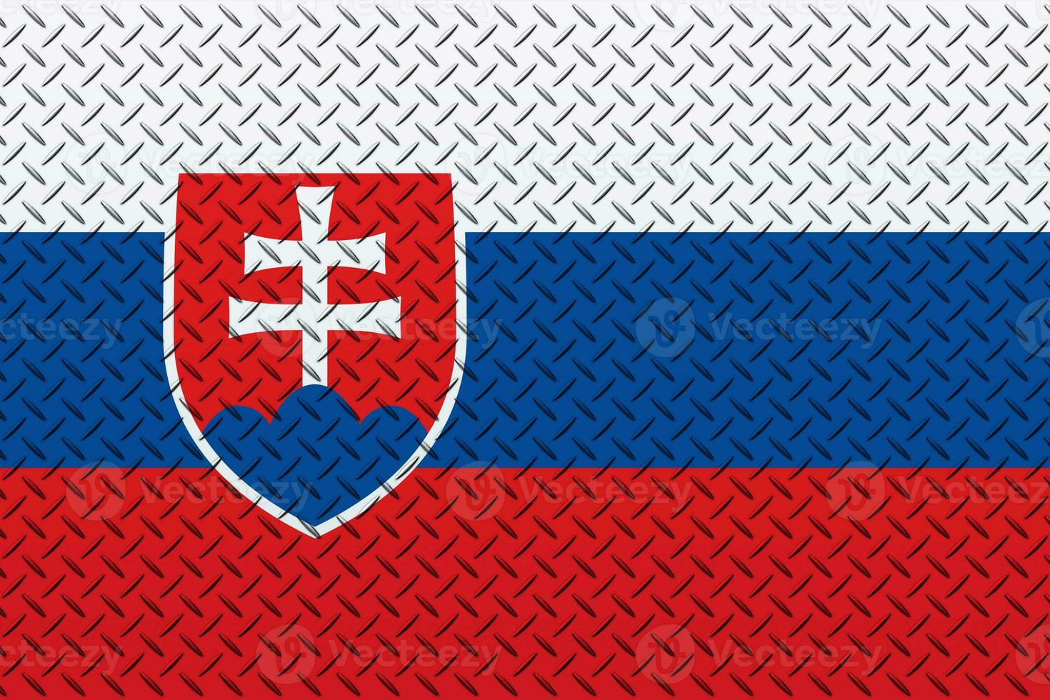 3D Flag of Slovakia on a metal wall background. photo