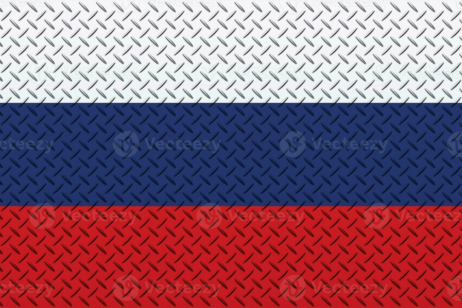 3D Flag of Russia on a metal wall background. photo