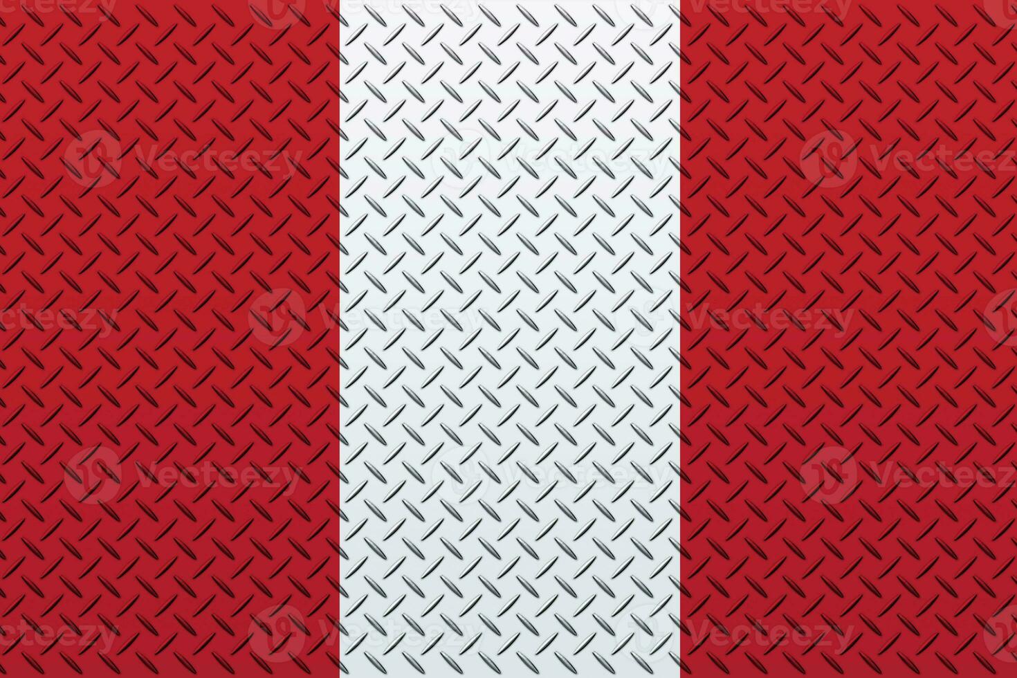 3D Flag of Peru on a metal wall background. photo