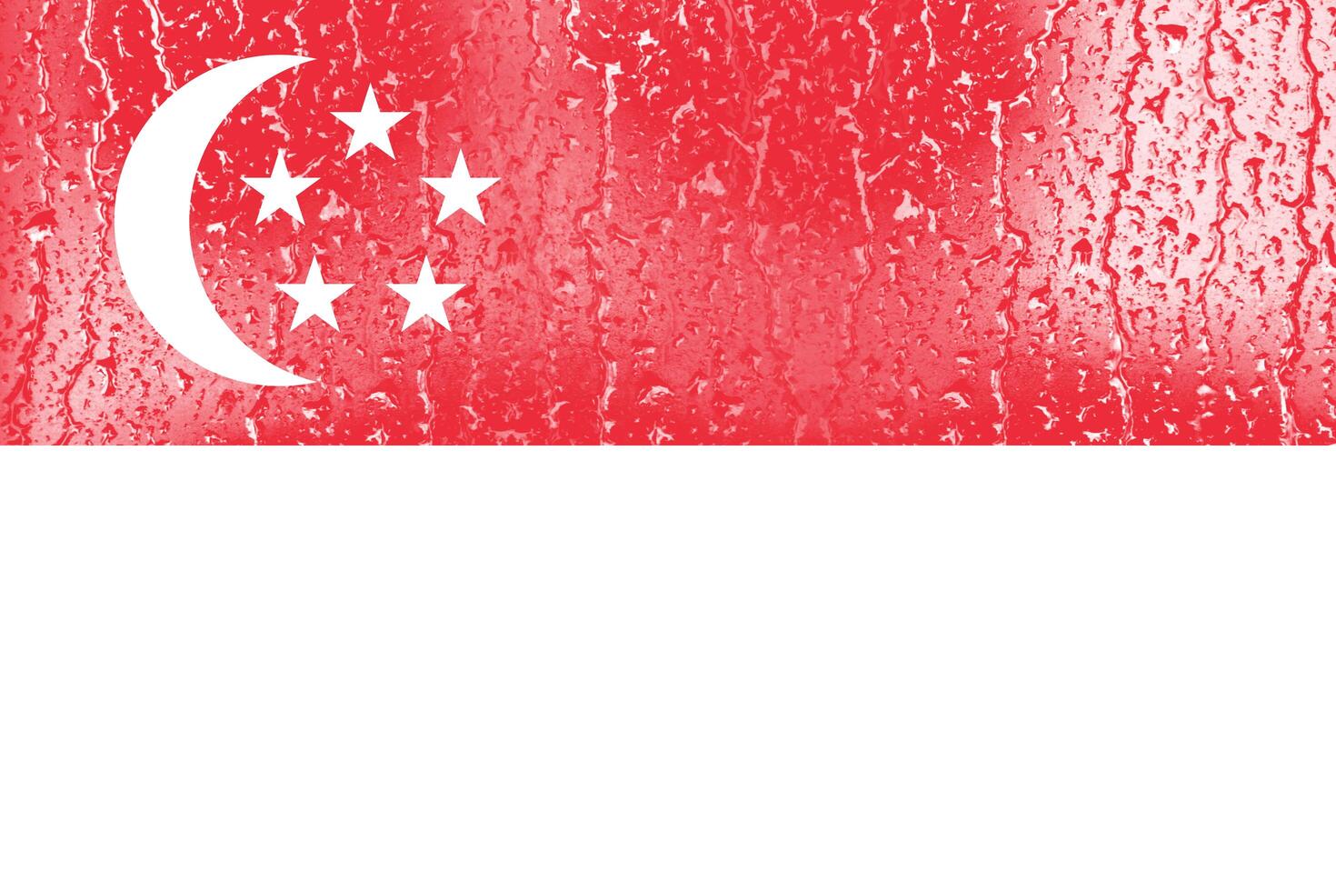 3D Flag of Singapore on a glass with water drop background. photo