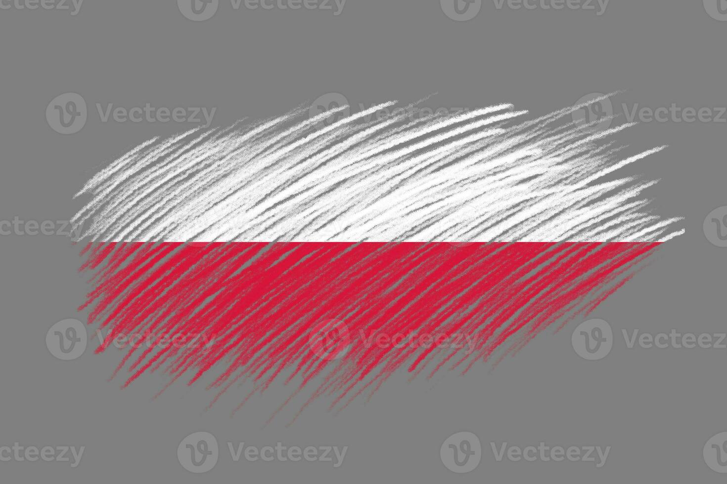 3D Flag of Poland on vintage style brush background. photo