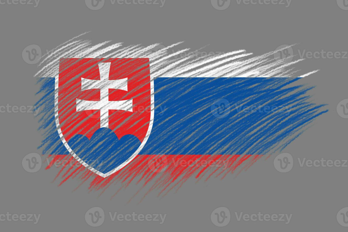 3D Flag of Slovakia on vintage style brush background. photo