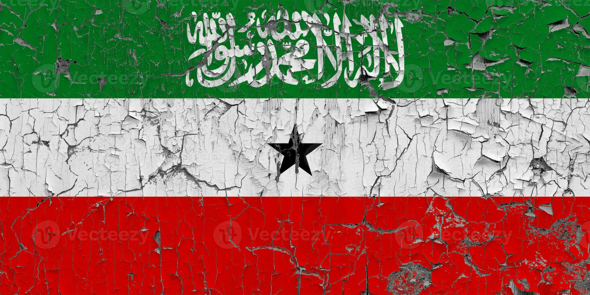 3D Flag of Somaliland on an old stone wall background. photo