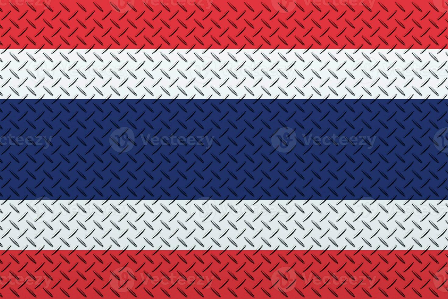 3D Flag of Thailand on a metal wall background. photo