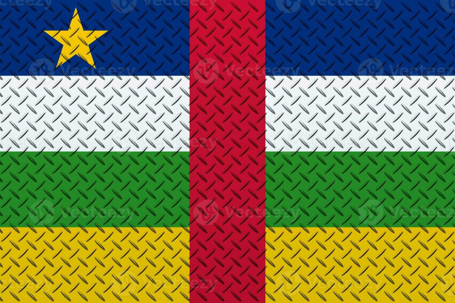 3D Flag of Central African Republic on a metal wall background. photo