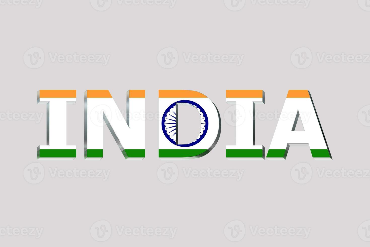 3D Flag of India on a text background. photo