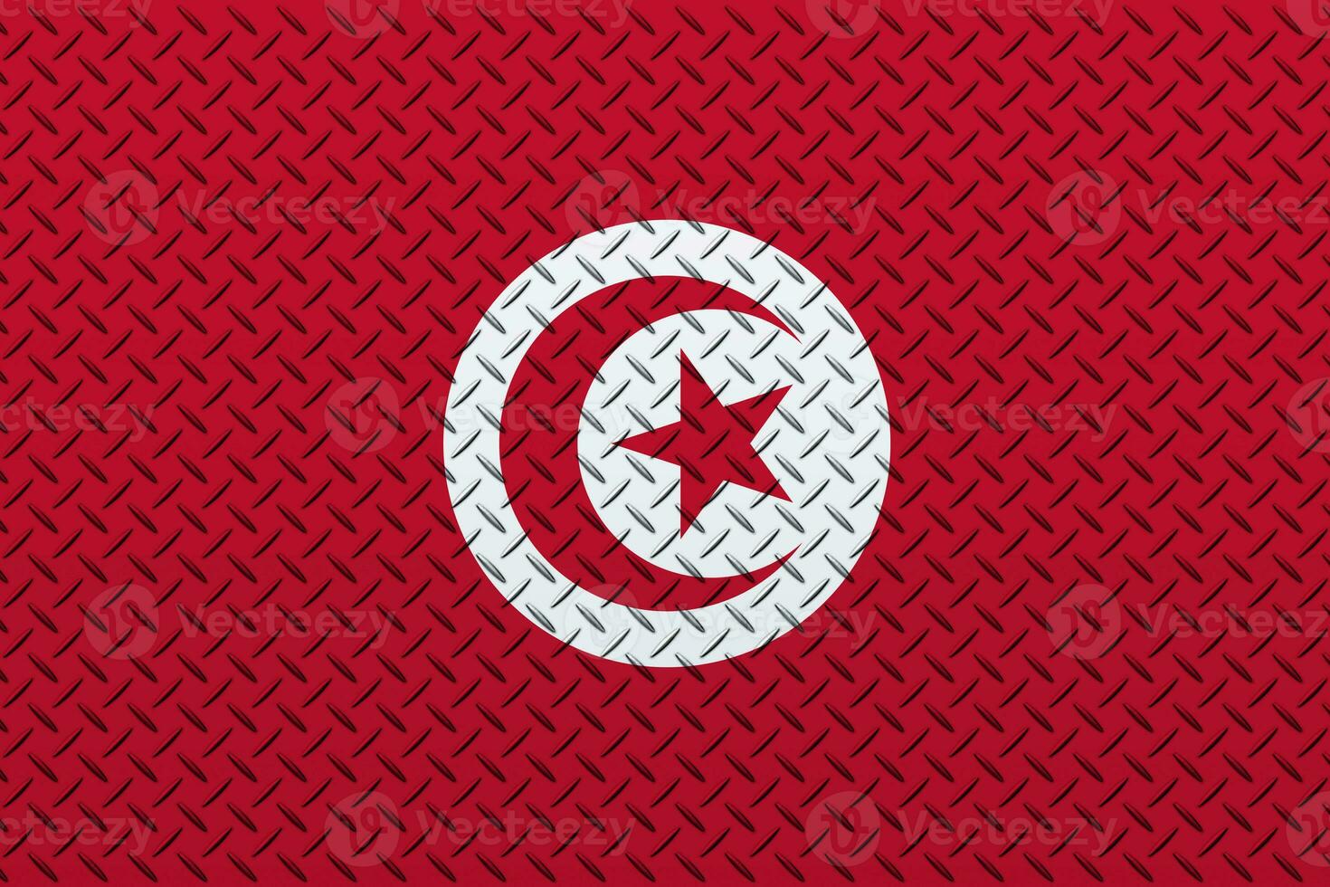 3D Flag of Tunisia on a metal wall background. photo