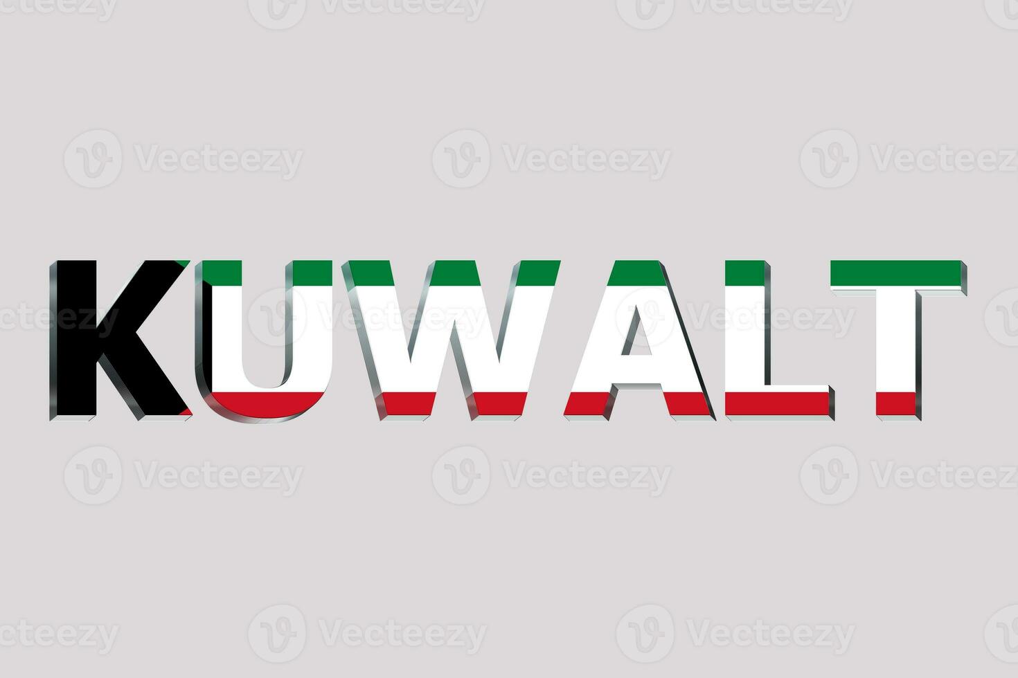 3D Flag of Kuwait on a text background. photo