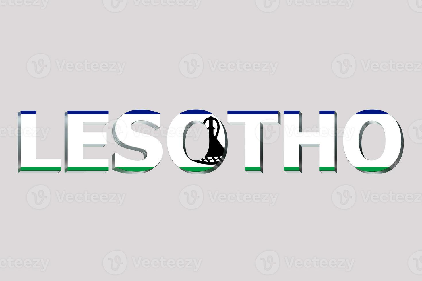 3D Flag of Lesotho on a text background. photo