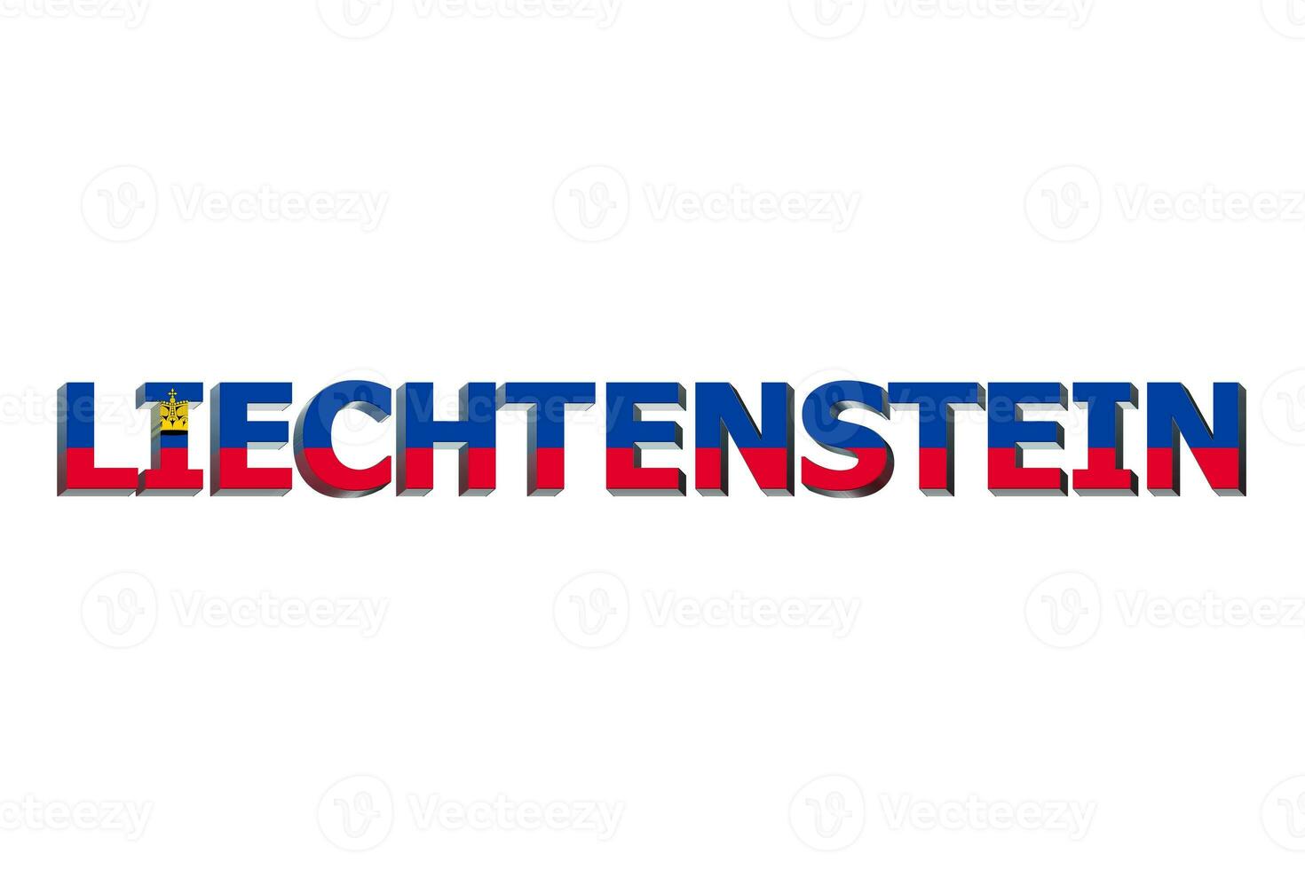 3D Flag of Liechtenstein on a text background. photo