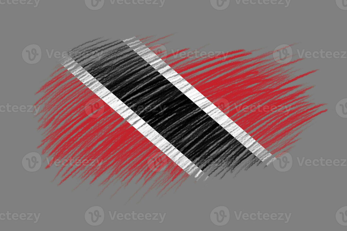 3D Flag of Trinidad and Tobago on vintage style brush background. photo