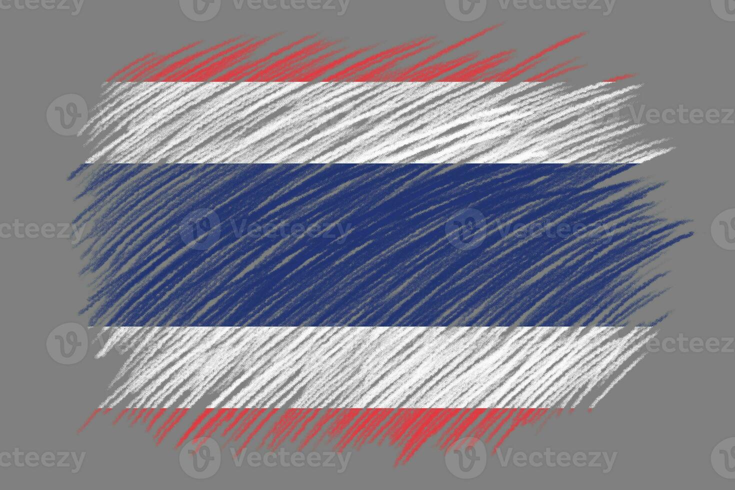 3D Flag of Thailand on vintage style brush background. photo