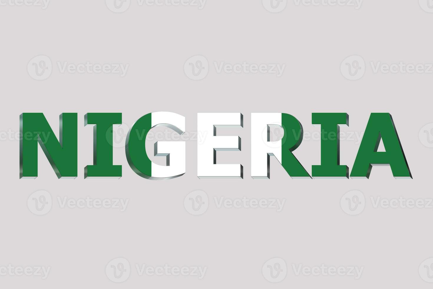 3D Flag of Nigeria on a text background. photo