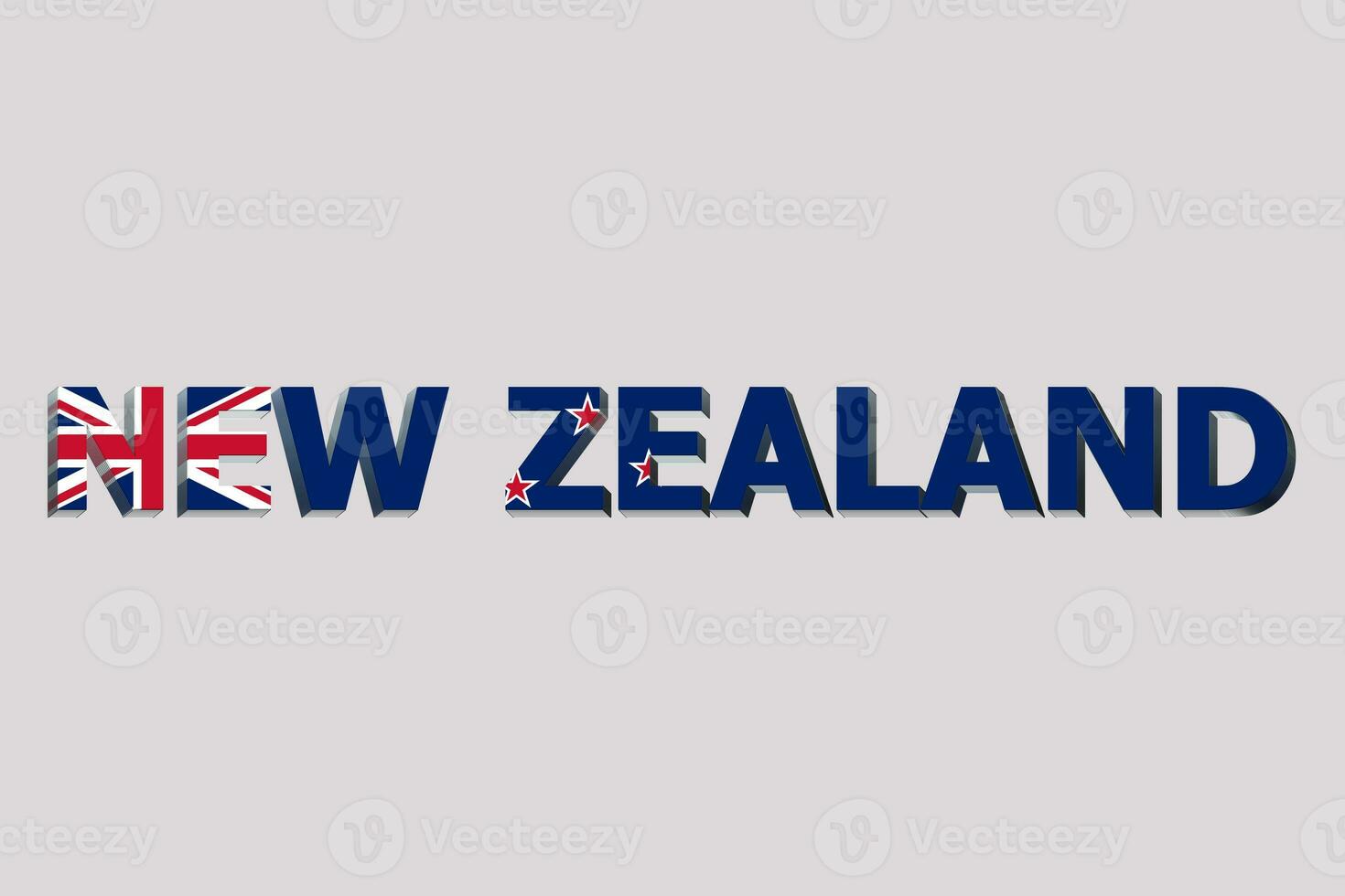 3D Flag of New Zealand on a text background. photo