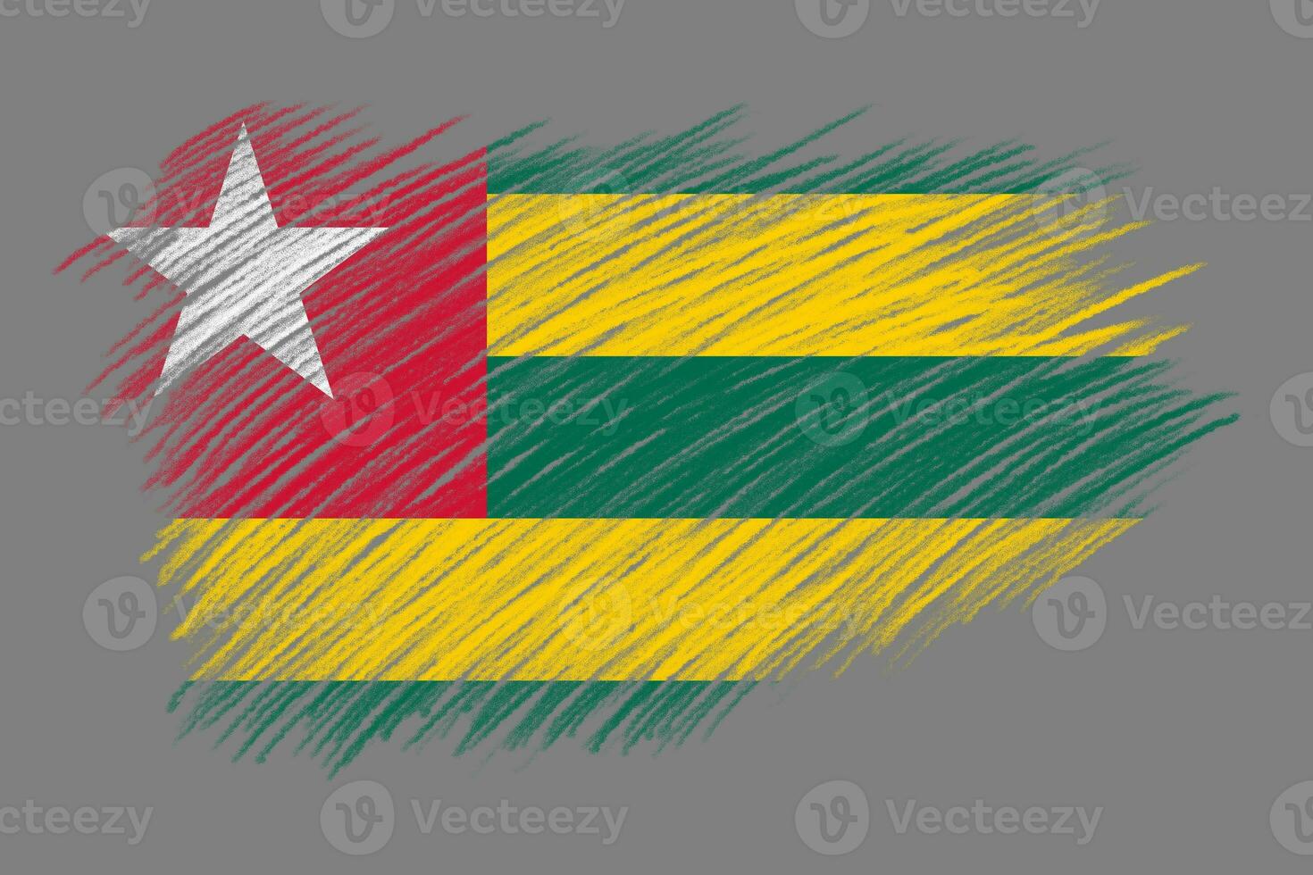 3D Flag of Togo on vintage style brush background. photo