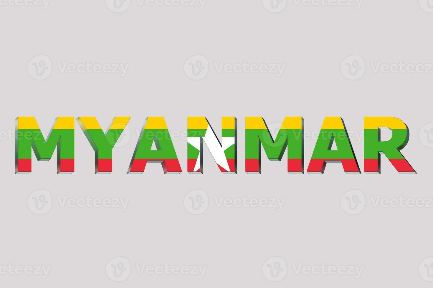 3D Flag of Myanmar on a text background. photo