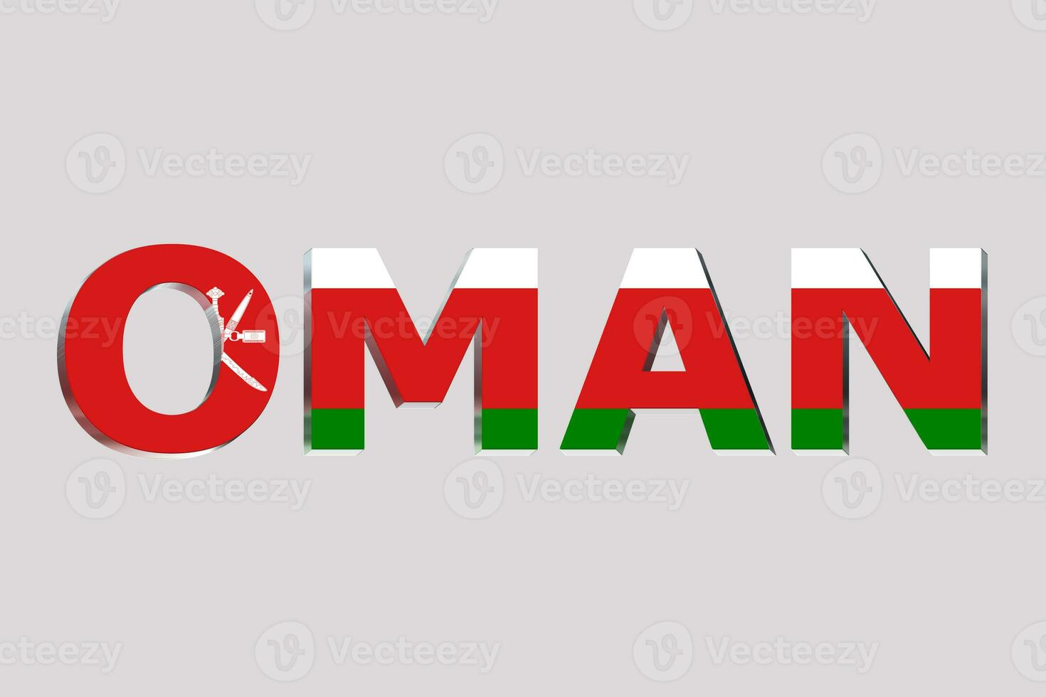 3D Flag of Oman on a text background. photo