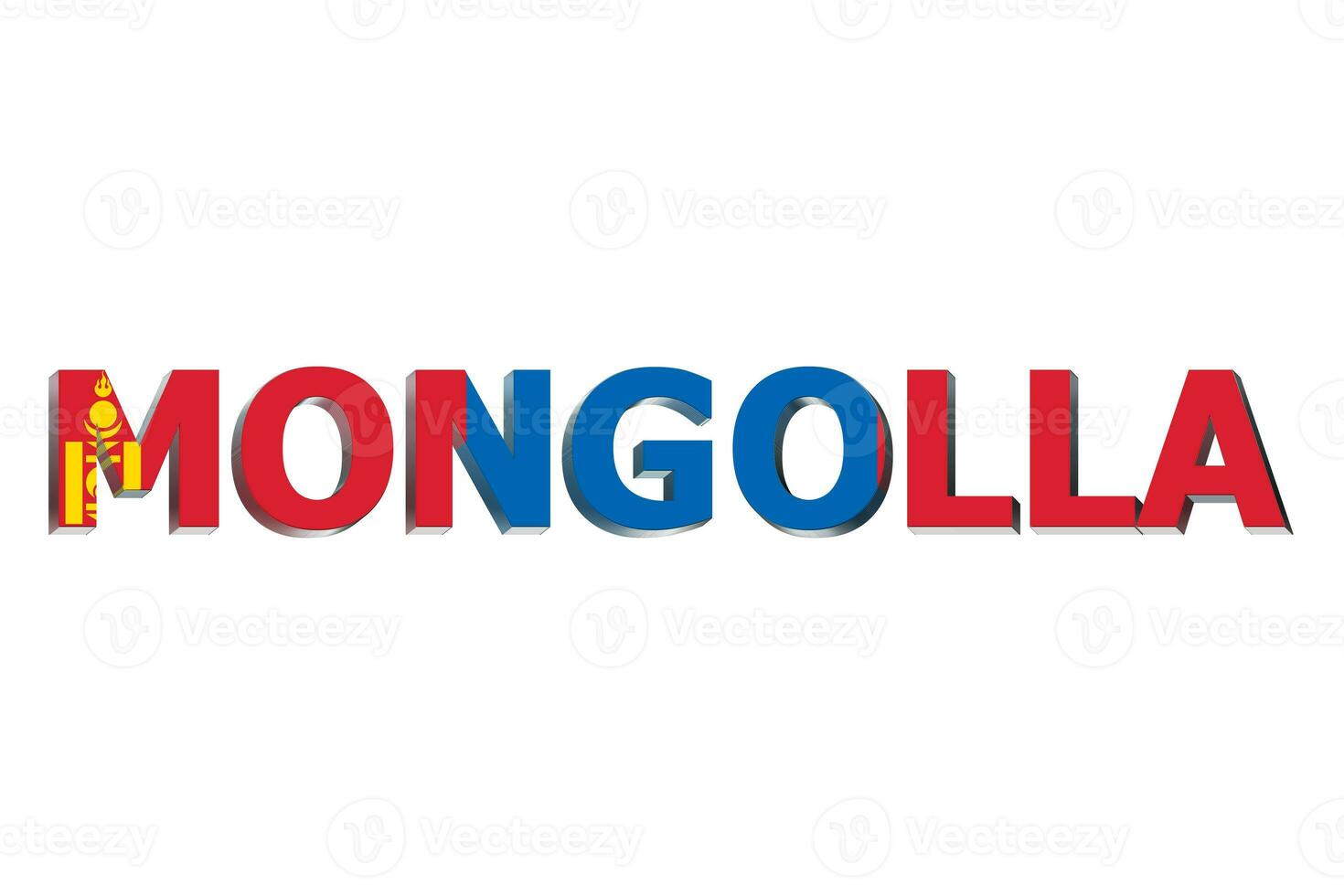 3D Flag of Mongolia on a text background. photo