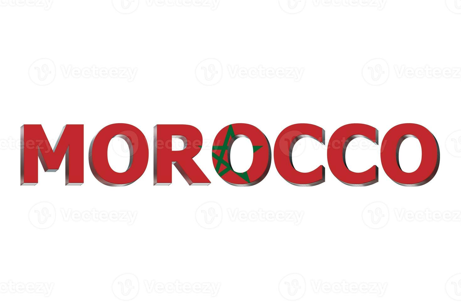 3D Flag of Morocco on a text background. photo