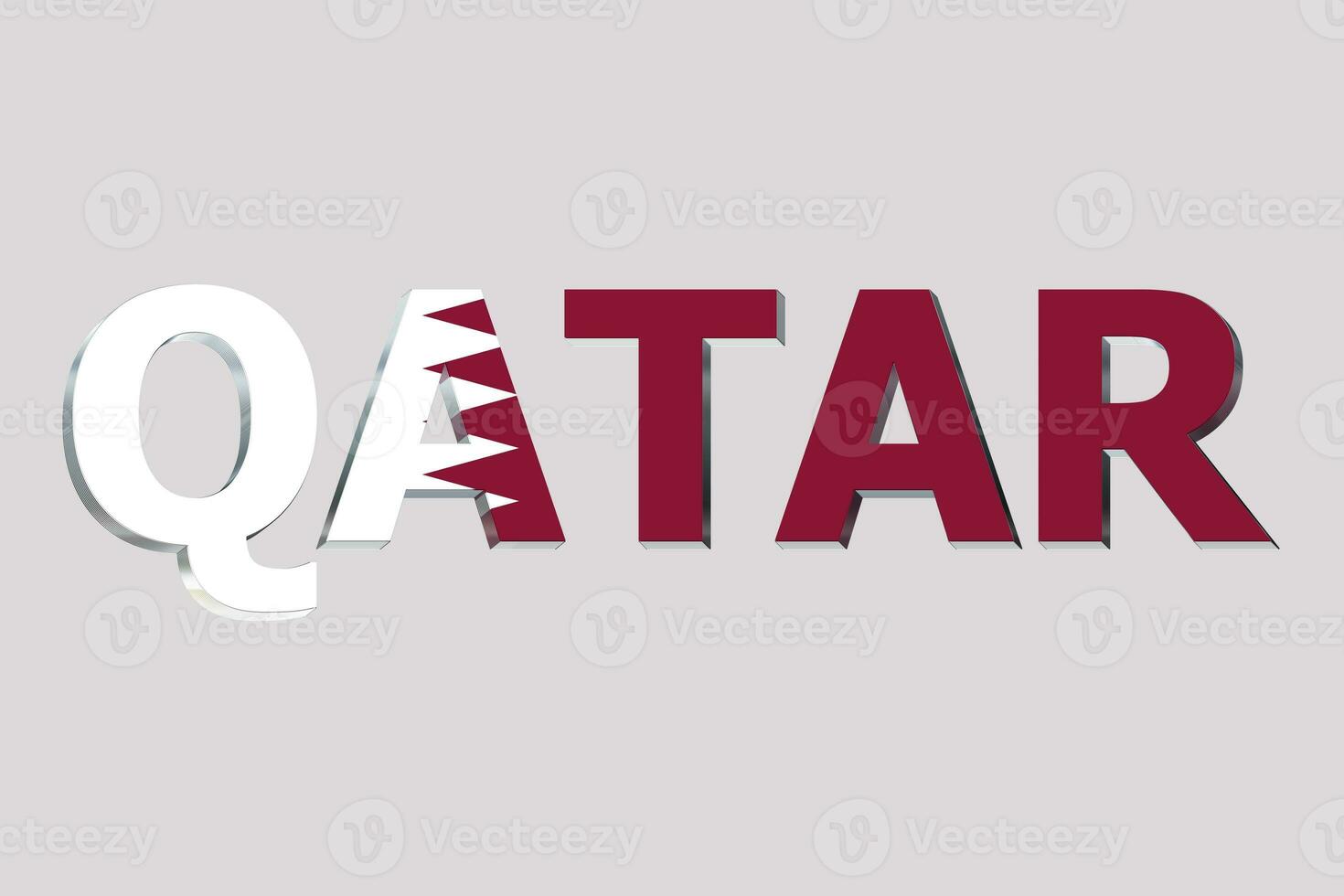 3D Flag of Qatar on a text background. photo