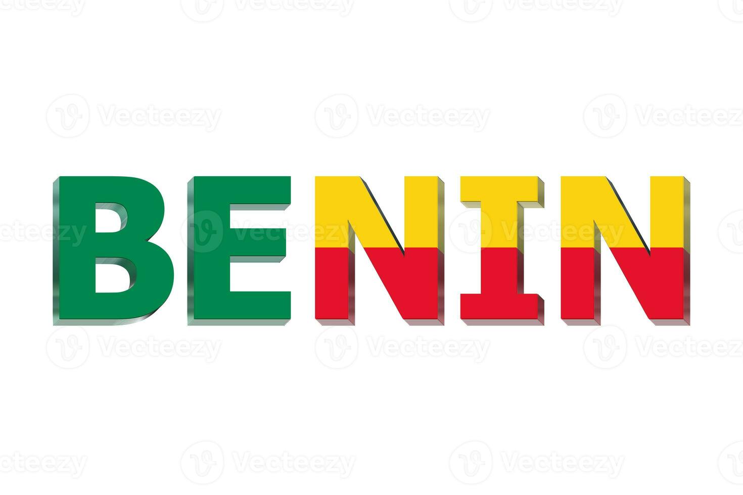 3D Flag of Benin on a text background. photo