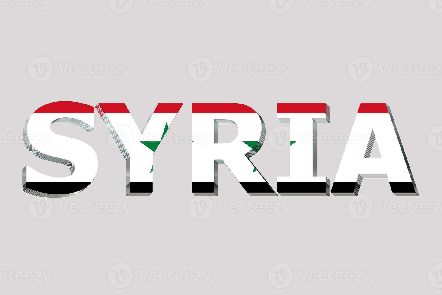3D Flag of Syria on a text background. photo