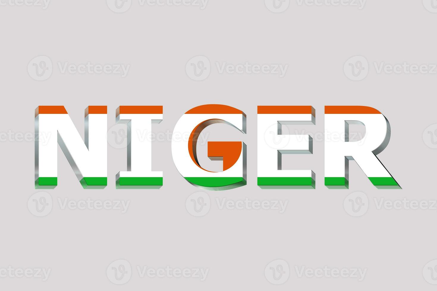 3D Flag of Niger on a text background. photo