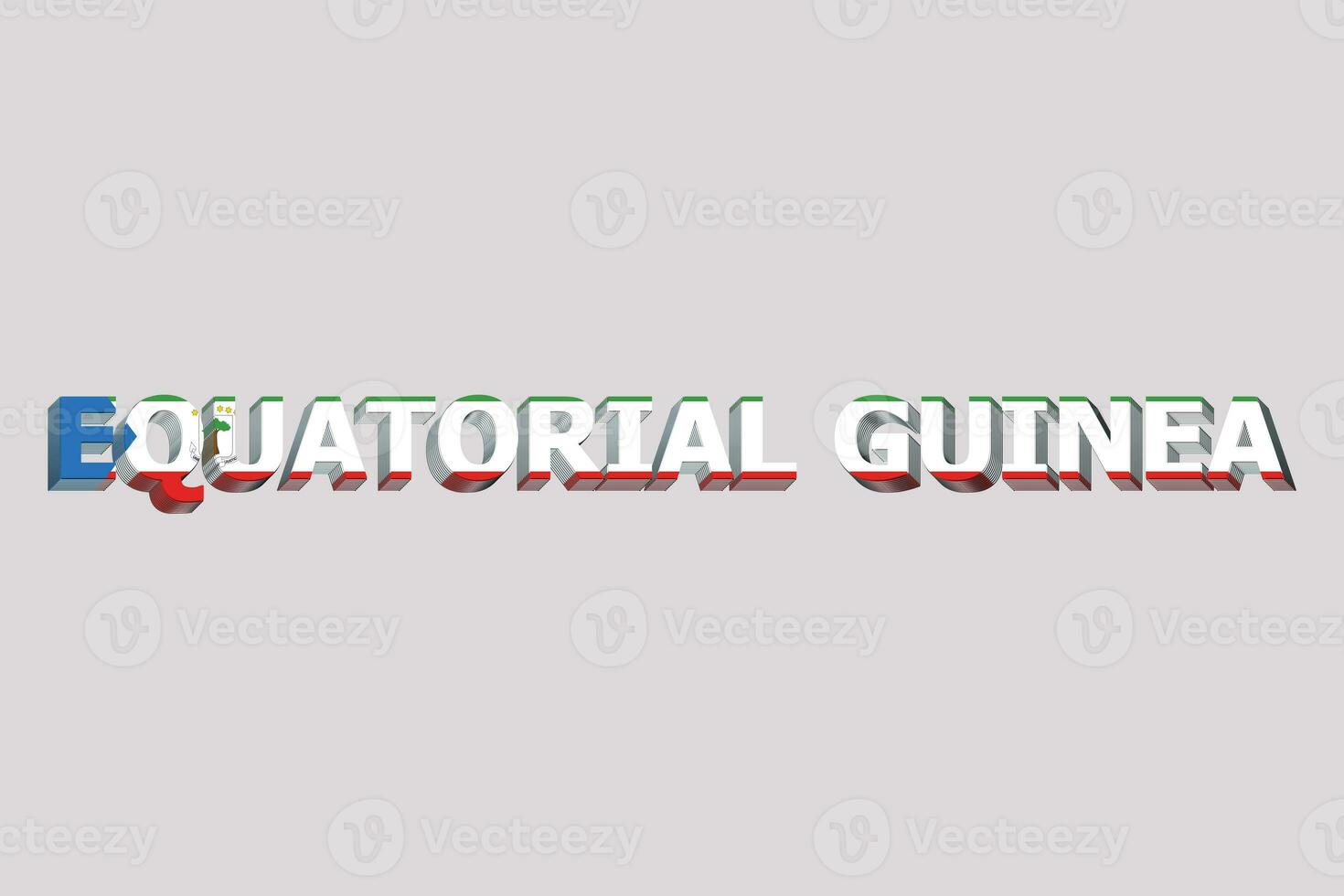 3D Flag of Equatorial Guinea on a text background. photo