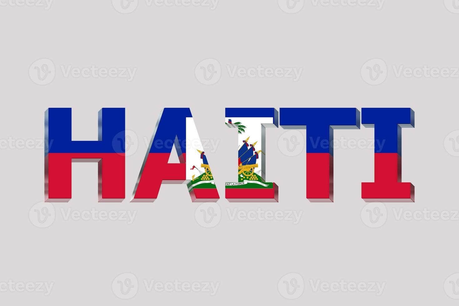 3D Flag of Haiti on a text background. photo