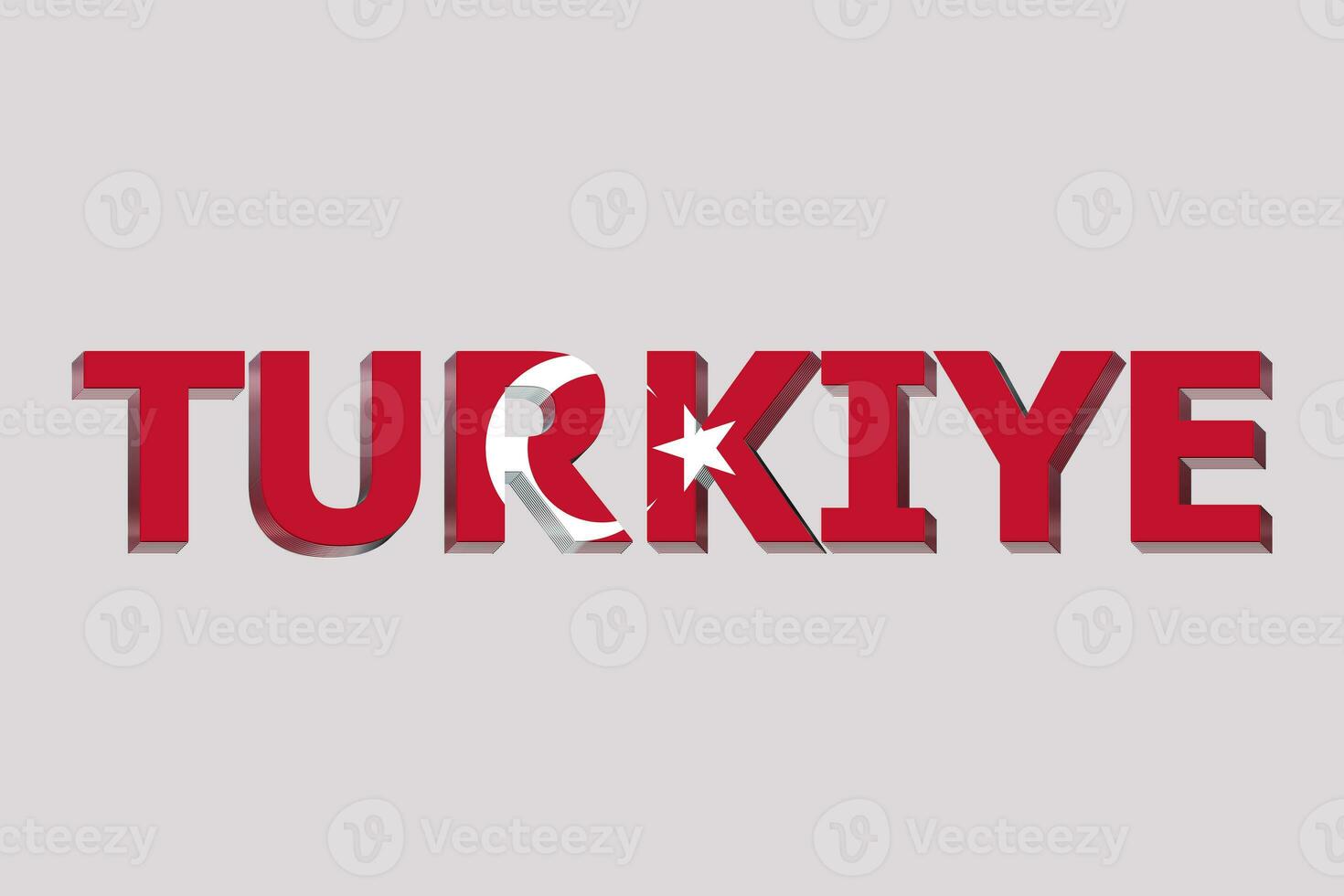 3D Flag of Turkiye on a text background. photo